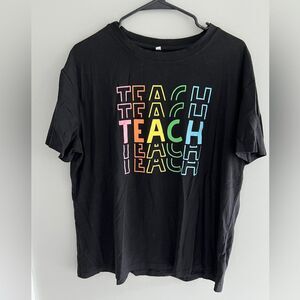 Black “Teach” Rainbow Graphic T-Shirt Size 2XL (W134)